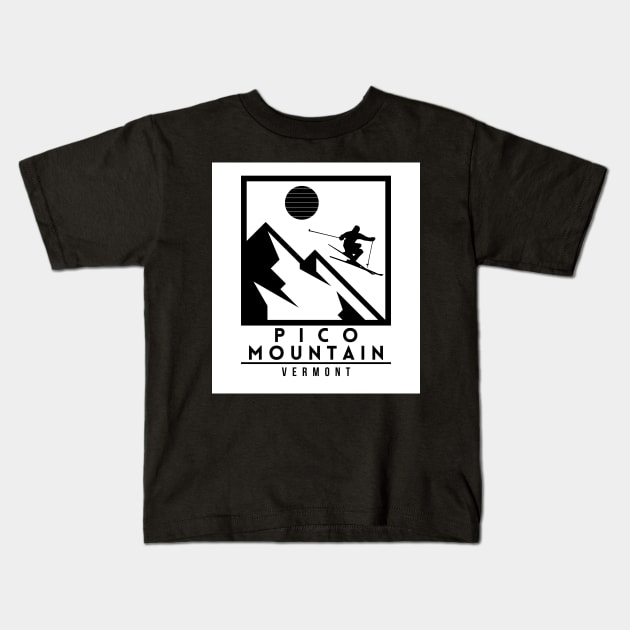 Pico Mountain ski - Vermont Kids T-Shirt by UbunTo